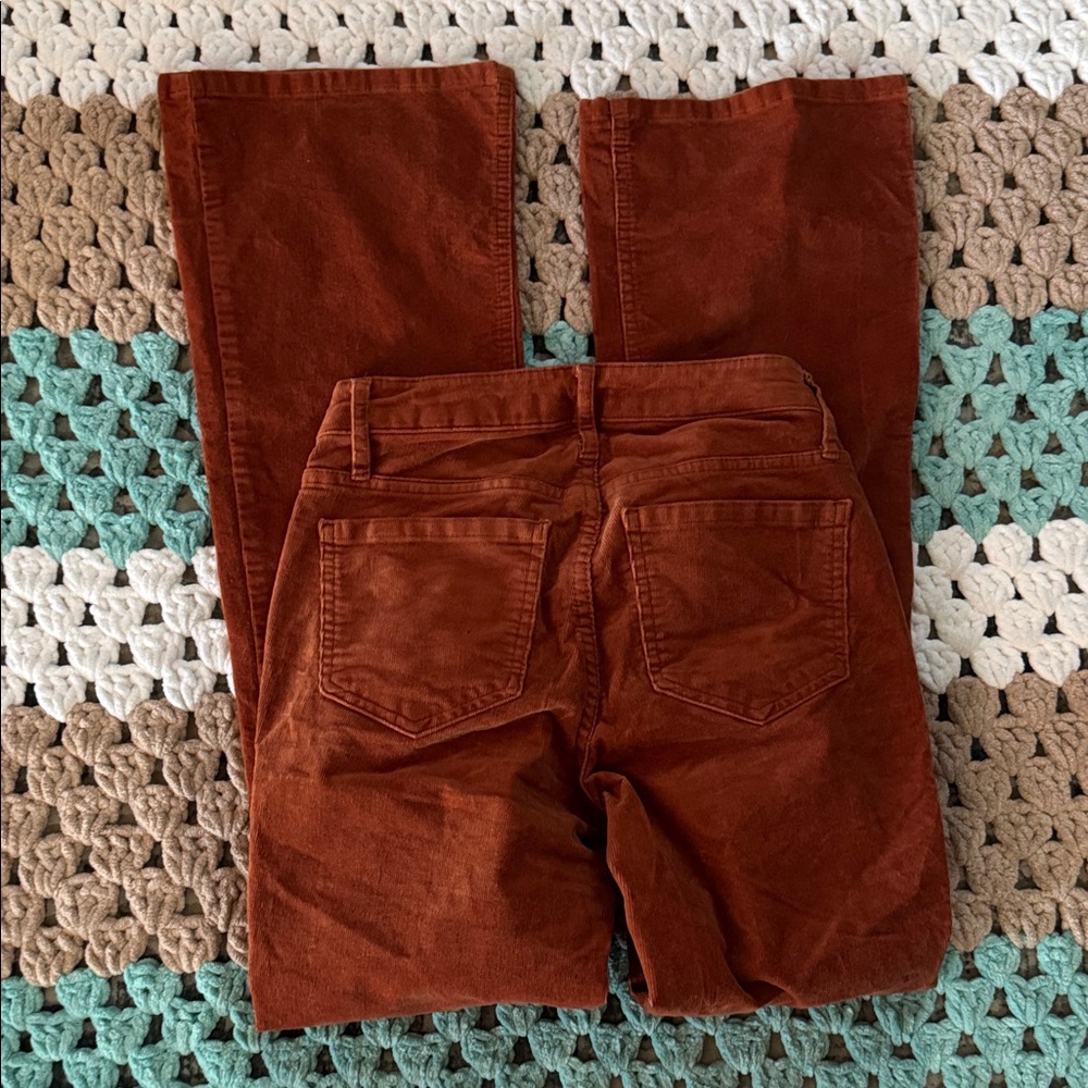 Wild Fable Burnt Orange Brown Corduroy Low Rise Flare Leg Pants Womans sz 00 - Picture 3 of 8